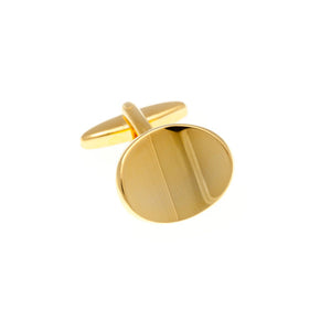 Abstract Oval Gilt Gold Plated Cufflinks by Elizabeth Parker England