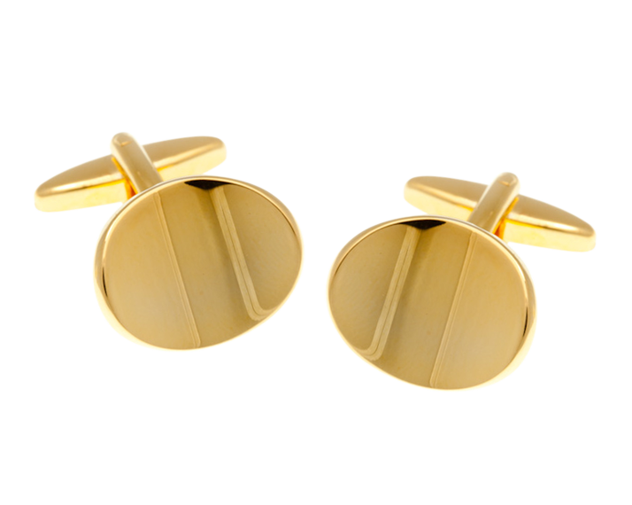 Abstract Oval Gold Plated Cufflinks
