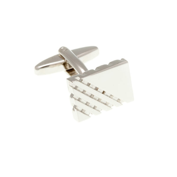 Crossed Rectangle Plain Metal Simply Metal Cufflinks by Elizabeth Parker England