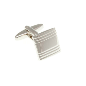Squared Striped Parallel Lines Plain Metal Simply Metal Cufflinks by Elizabeth Parker England