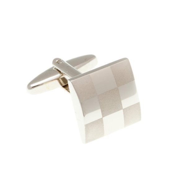 Chess Board Polished Satin Plain Metal Simply Metal Cufflinks by Elizabeth Parker England