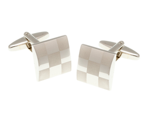 Chess Board Cufflink and Silk Pocket Square Christmas Gift Set