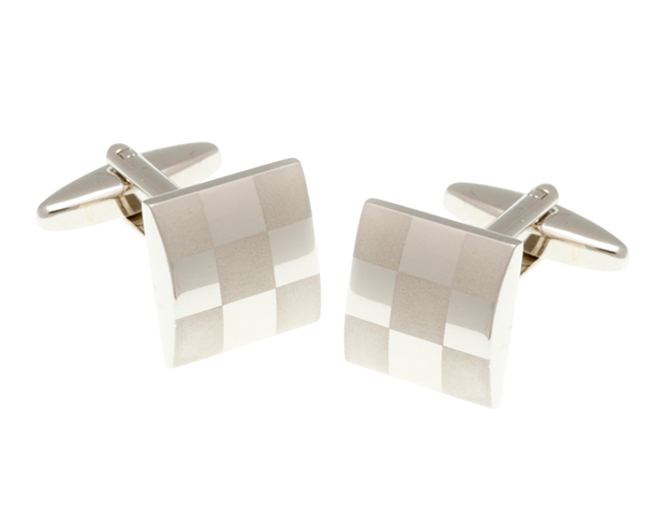 Chess Board Cufflink and Silk Pocket Square Christmas Gift Set
