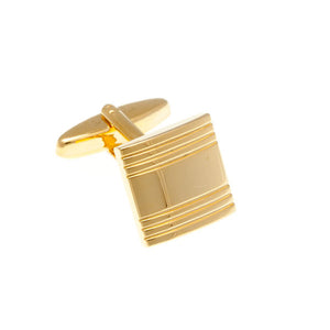Striped Square Gold Plated Cufflinks by Elizabeth Parker England