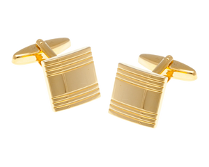 Gold Plated Striped Square Cufflinks