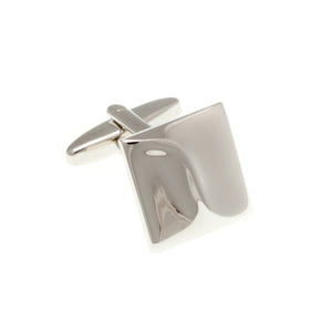Abstract Wave Square Plain Metal Simply Metal Cufflinks by Elizabeth Parker England
