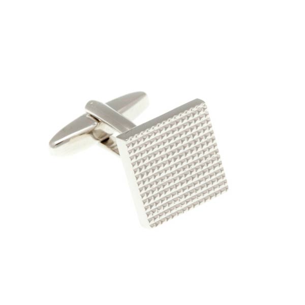 Textured Grid Design Plain Metal Simply Metal Cufflinks by Elizabeth Parker England