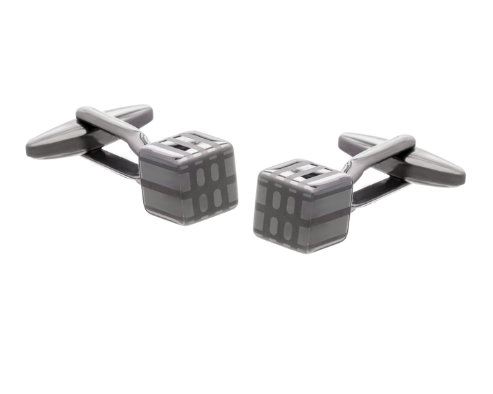 Abstract Cube Cufflinks in Gunmetal