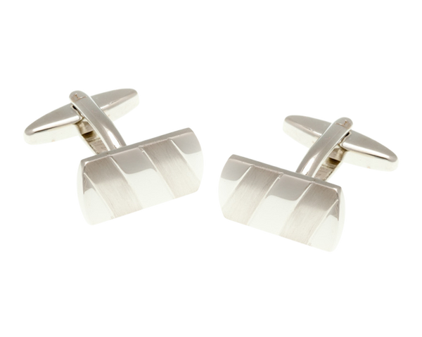 Striped Metal Oblong Striped Cufflinks