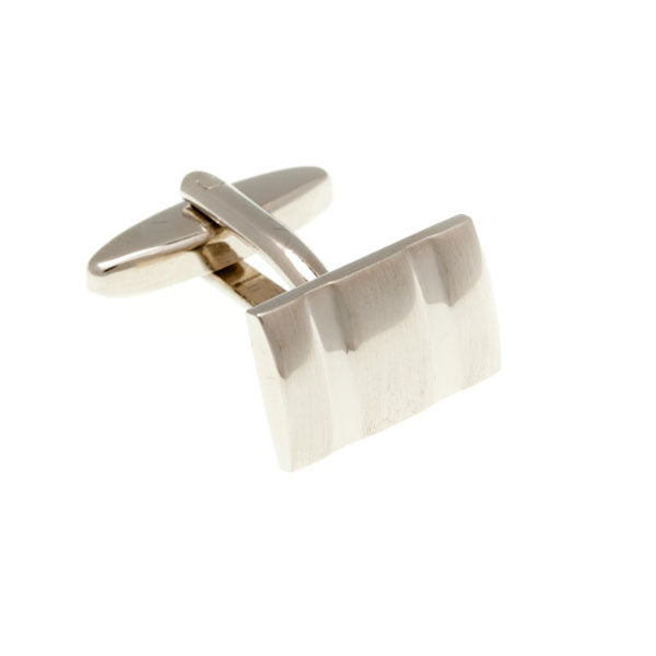 Patterned Rectangle With Brushed Detail Simply Metal Cufflinks by Elizabeth Parker England