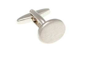Brushed Finish Oval Plain Metal Simply Metal Cufflinks by Elizabeth Parker England