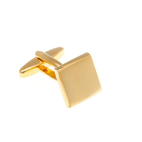 Square Brushed Gold Plated Plain Metal Simply Metal Cufflinks by Elizabeth Parker England