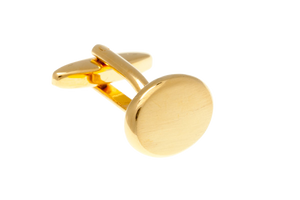 Brushed Gold Plated Oval Cufflinks