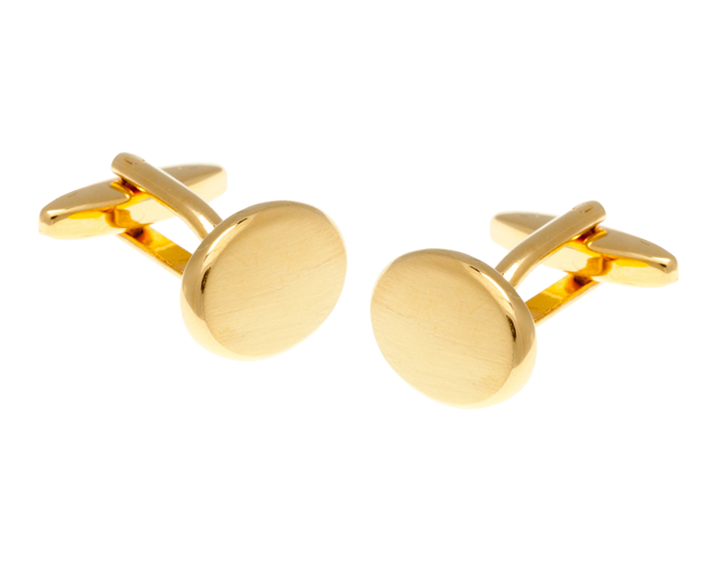 Brushed Gold Plated Oval Cufflinks