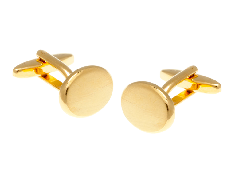 Brushed Gold Plated Oval Cufflinks