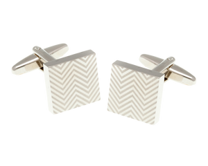 Herringbone Patterned Square Cufflinks