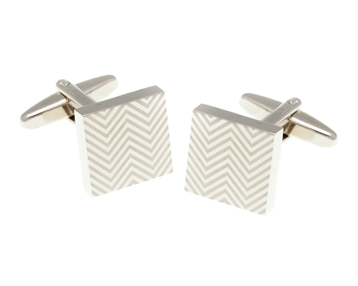 Herringbone Patterned Square Cufflinks