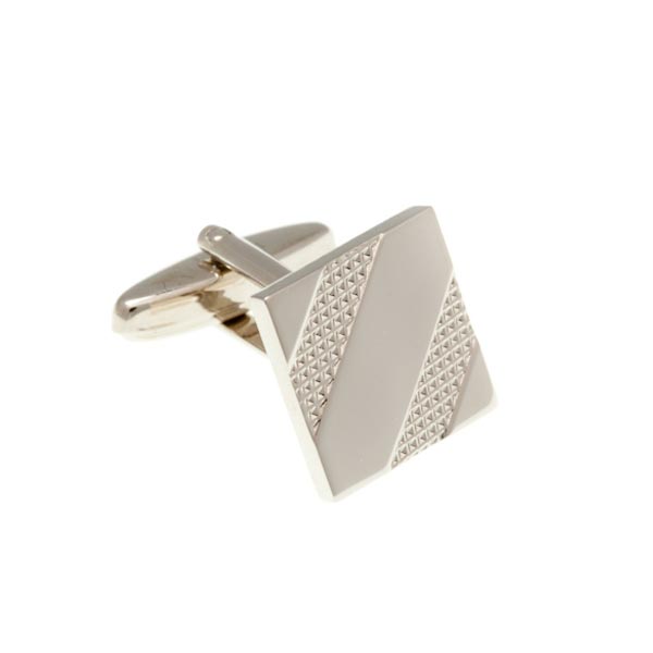 Tyre Tracks Polished Ribbon Square Simply Metal Cufflinks by Elizabeth Parker England