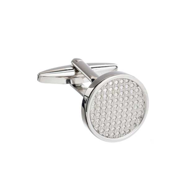 Round Polished Metal Cufflinks with a Bumpy Textured Centre by Elizabeth Parker