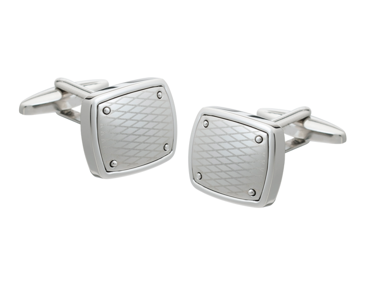 Etched Rivet Plate Square Cufflinks