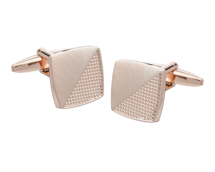 Rose Gold Rough and Smooth Square Cufflinks