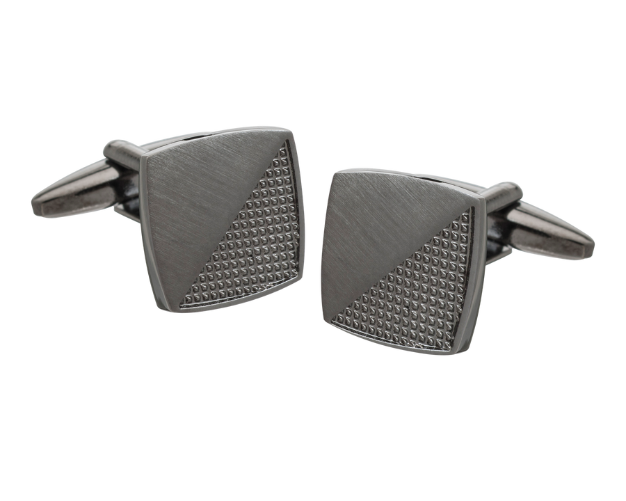 Gunmetal Rough and Smooth Square Cufflinks