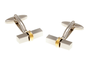 Gold Plated Central Ring Bar Cufflinks
