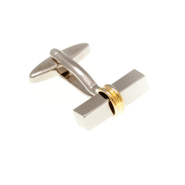 Bar & Ring and Gold Plated Simply Metal Cufflinks by Elizabeth Parker