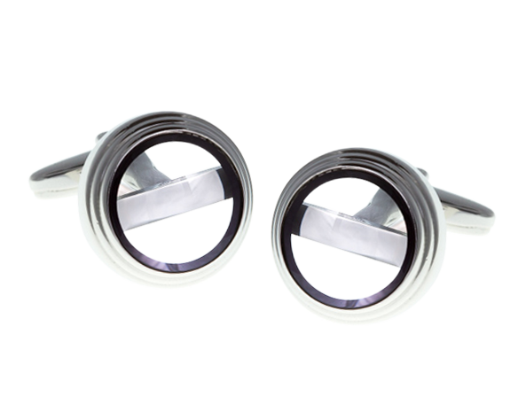 Black Rim Clear Glass Plate Cufflinks