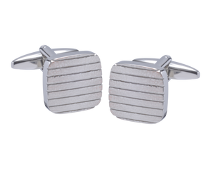 Textured Lines Square Metal Cufflinks