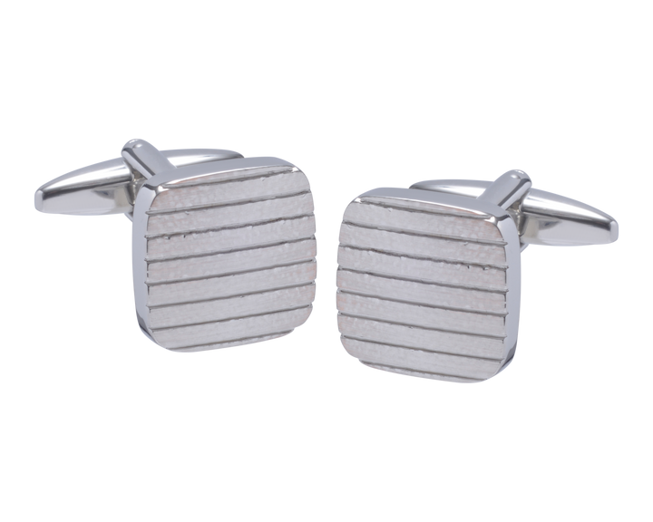 Textured Lines Square Metal Cufflinks