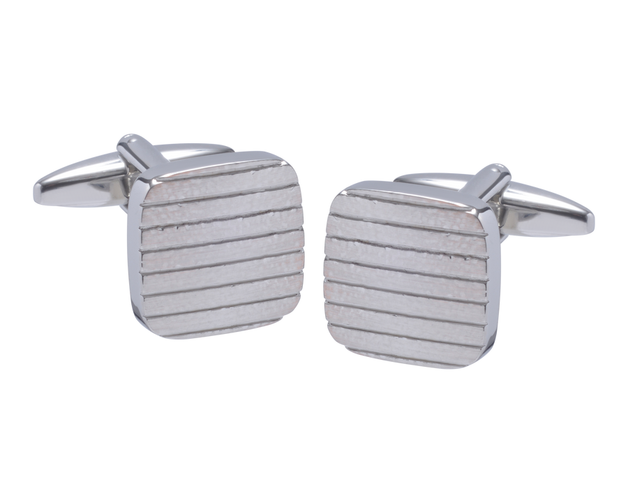 Textured Lines Square Metal Cufflinks