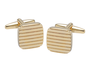 Textured Lines Square Gold Cufflinks