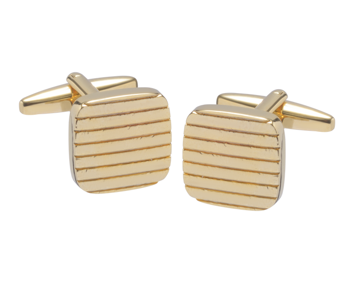 Textured Lines Square Gold Cufflinks
