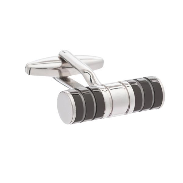 Black Enamel Tube Cufflinks by Elizabeth Parker