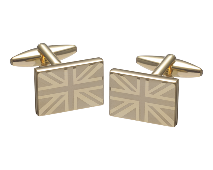 Union Jack Gold Etched Cufflinks