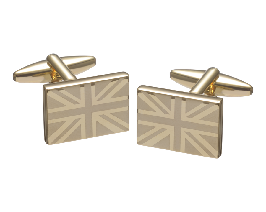 Union Jack Gold Etched Cufflinks