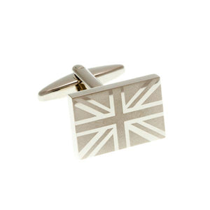 Union Jack Etched Brushed Metal Cufflinks by Elizabeth Parker England