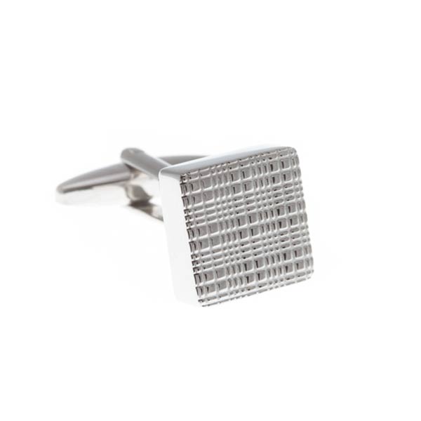 Square Simply Metal Cufflinks with Textured Face by Elizabeth Parker