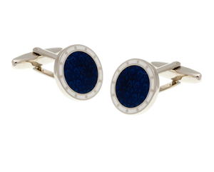 Embossed Blue & White Cufflinks