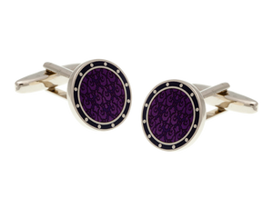 Embossed Purple and Navy Blue Cufflinks