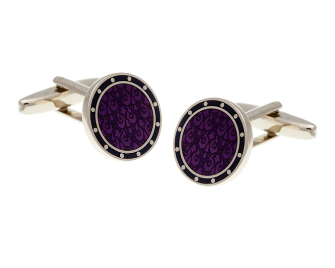 Embossed Purple and Navy Blue Cufflinks
