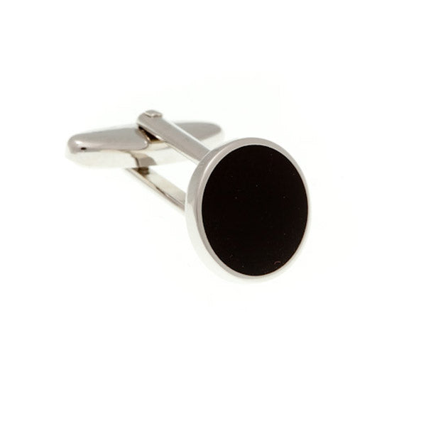 Round Black Enamel Cufflinks by Elizabeth Parker England