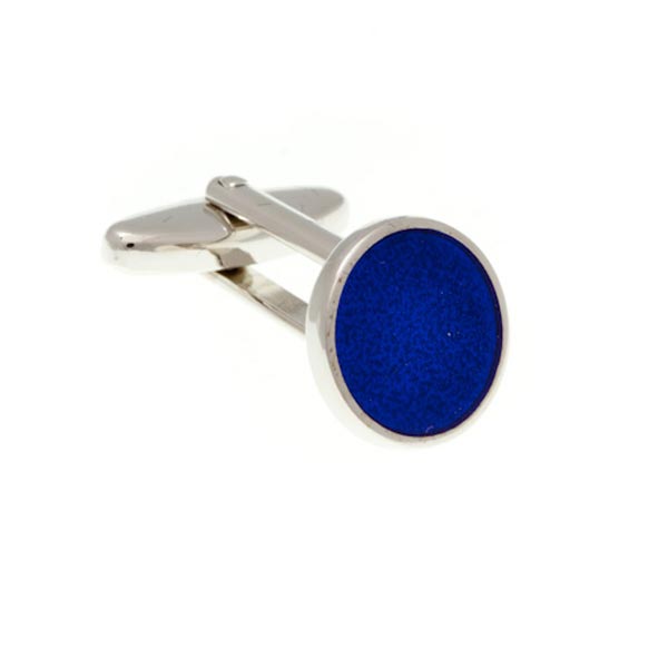 Round Blue Enamel Cufflinks by Elizabeth Parker England