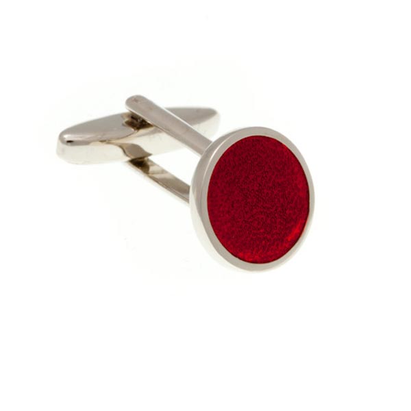 Round Red Enamel Cufflinks by Elizabeth Parker England