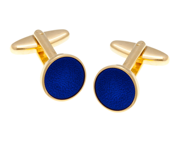 Round Gold Plated Blue Cufflinks