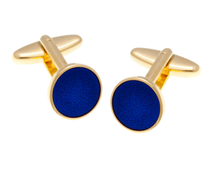 Round Gold Plated Blue Cufflinks