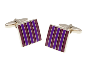 Classic Stripe Purple & Lilac Pink Square Cufflinks