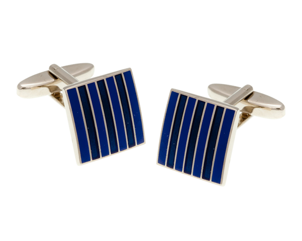 Classic Stripe Navy and Blue Square Cufflinks
