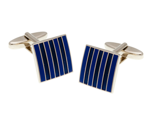Classic Stripe Navy and Blue Square Cufflinks